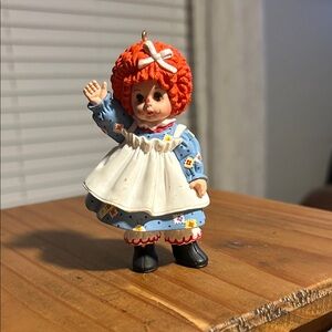 Charming Rag Doll Ornament with Blue Dress and Red Hair